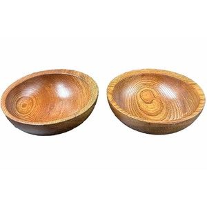 Set of 2 Beautiful Vintage Wooden Salad Bowls 6 Inch Bowls